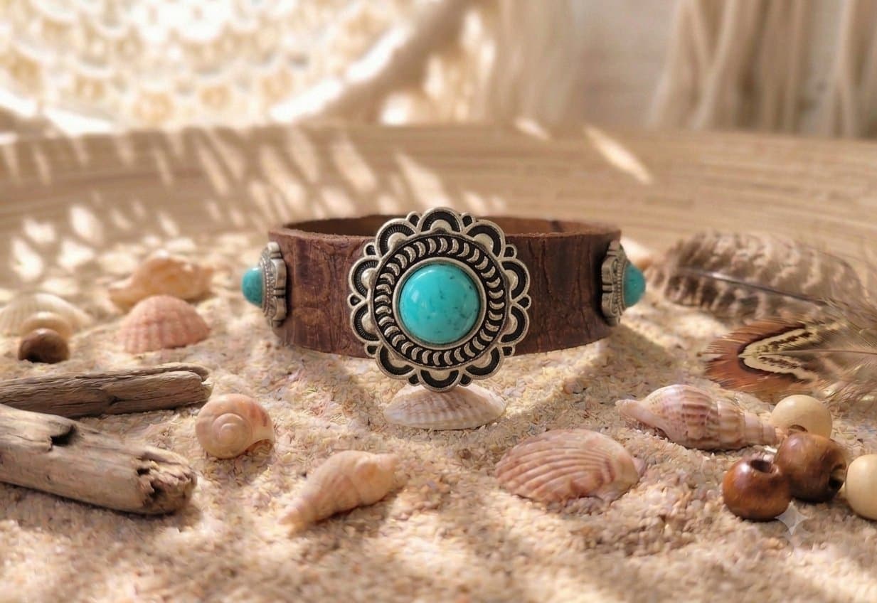 Bracelet Cuir Fleur — photo 1